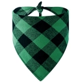 Green and black buffalo check cotton pet bandana with festive plaid design for dogs - Plain Green & Black Plaid