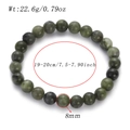 Detailansicht eines 8mm dunkelgrünen Natursteinarmbands mit Größenangaben und Maßen - 8mm Perlen / Südlicher Dunkler Chalcedon (AB855-11)