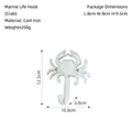 Nautical style cast iron crab wall hook with white antique finish for home decor - Cast Iron / Crab