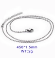 Minimalistische 1,5mm silberne Kreuzhalskette aus Edelstahl mit Karabinerverschluss - Stahlfarbe 1,5 mm 45 cm (KN80709-Z)
