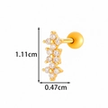 Gold flower cartilage earring with zircons and ball back, sizing 1.11cm by 0.47cm - Cross Flower Style (2604-5#) / Gold