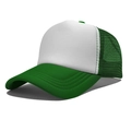 Adjustable green and white mesh trucker hat with foam front and curved visor - One Size(56-58cm) / Regular White+Green Patchwork