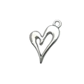Polished silver hollow heart charm with circular ring for DIY jewelry making - Hollow Polished Heart Style (15698)