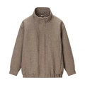 Modieuze bruine pied-de-poule jas met opstaande kraag en casual verlaagde schouders - S / Bruin Houndstooth