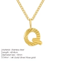 Gold plated stainless steel letter Q pendant necklace for women with adjustable chain - Letter Q / 10mm Pendant / Gold