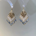 Orecchini a frangia dorata a rombo con perline blu e cristalli in stile esagerato - Stile nappa a rombo / 2# Silver Earring Post Color Oro Blu