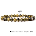 6mm natural agate bead stretch bracelet with black and yellow swirl textures 19cm - Black Yellow White Swirl (FD6832) / 6mm/19cm