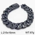 Zwarte roestvrijstalen heren Cuban schakelarmband 16mm breed met Grieks motief - Zwart (KB163669-JX)