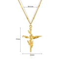 Dimensioni dettagliate della collana a croce a ramo dorata con misure catena 40+5cm - Stile Ramo e Foglia