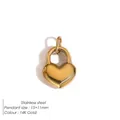 Pendentif cadenas cœur en acier inoxydable plaqué or 14K mesurant 15x11mm - Wp38568 Or