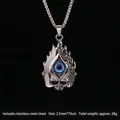 Collana punk con ciondolo a teschio e occhio blu con catena in acciaio inossidabile - Fiamma Malocchio 3