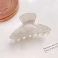 Elegant semi-transparent cream white acetate hair claw clip with a pearlescent finish - 8.5cm / Mermaid White
