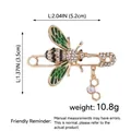 Golden honey bee brooch featuring green enamel wings and a hanging honeycomb pendant - Bee Large Pin B07034