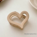Elegant matte milk coffee heart-shaped hair claw clip for women, 6.5cm diameter size - Heart Style / Diameter approx 6.5cm / Off White