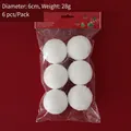 6-piece set of 6cm white foam snowballs for Christmas tree ornaments decoration - 6cm (6 Packs)