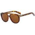 Retro tortoiseshell sunglasses with brown lenses and metal arrow detail in 45-degree view - Tortoise Shell Frame