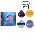 Blue Big Dipper makeup puff set with 4 multi-colored sponges and black metal holder - ALYAN Box 4PCS Set
