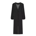 Damen V-Ausschnitt Langarm Polka Dot A-Linien Kleid in Schwarz und Weiß Muster - XS / Schwarzer Polka Dot