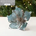 Light blue glitter artificial poinsettia flower for Christmas tree holiday decoration - Blue