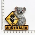 Australian souvenir resin fridge magnet featuring a koala and road sign, 8x8cm size - Koala Road Sign