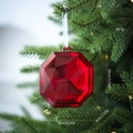 Rode achthoekige gefacetteerde kerstboomversiering van 10 cm met een lichtgewicht ontwerp - Klein / Edelsteen Rood