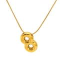 Collier en acier inoxydable doré avec pendentif numéro 8 et chaîne serpent fine - Chiffre 8 Style Ballon (SP731G-8)