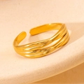 Elegant twisted multi-layer titanium steel open ring in a gold finish for women - Gold 132