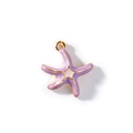 Starfish charm pendant in purple enamel with golden alloy trim for DIY jewelry - Purple