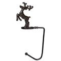 Polished metal Christmas stocking hook with jumping reindeer design on white background - Reindeer / Gun Black