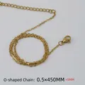 Detail of 18K gold plated stainless steel O-link chain 0.5x450mm with lobster clasp - Gold (0.5x45+5cm)