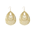 Exaggerated multi-layer gold teardrop earrings with intricate lace-like hollow metal patterns - Hollow Teardrop / Gold