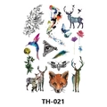 Waterproof temporary tattoo sheet TH-021 featuring colored flowers, animals and geometric designs - Th-021 / 210*148mm