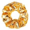 Detailed view of fish scale patterned hair scrunchie with metallic gold fabric finish - Gold