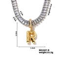 Detail of gold letter R pendant on silver rectangle cut cubic zirconia tennis chain - Letter R Shape Style (N01047-R)