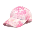 Vista lateral detallada de gorra de béisbol tie-dye rosa con lona de algodón transpirable - M (56-60cm) / 2# Tie-dye Rosa y Blanco