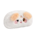 Détail trousse blanche en peluche avec broderie cartoon mignonne et oreilles jaunes - Style Chien à Oreilles Jaunes