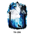 Blue forest and wolf temporary tattoo sticker TH-206 with waterproof color design - Th-206 / 210*148mm