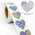 Holografische laser hart stickers rol 2,5cm zelfklevende etiketten voor verpakkingen - Hartvormige Stijl (I118) / 1 Inch / 2,5 cm