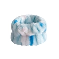 Blue and white tie-dye plush wristband for face washing in soft coral fleece - Blue & White