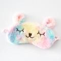 Rainbow plush sleeping eye mask with cute bear ears and embroidered sleeping face detail - Rainbow Rabbit