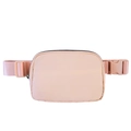 Waterproof nylon sports waist bag in soft nude pink with adjustable strap and metal zipper - 20.5*14*5cm / Coral Pink