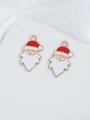 Detail showing two-piece enamel Santa Claus charms with red and white oil-drop finish - Full Body Santa Claus (Style 5)