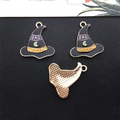 DIY Halloween charms featuring enamel witch hats with Bad Witch text in black and purple - BAD WITCH Hat 20x23mm (15283)