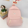 Pink cartoon cat school backpack for kids with embossed patterns and soft woven zippers - With Pendant / Pink
