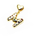Gold-plated letter M pendant with colorful zircon stones and heart-shaped loop detail - Pendant Only / M