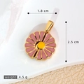 Pink enamel daisy pendant charm with gold borders and micro paved zircon details - SMP54312-Gold Pink Enamel Daisy Pendant