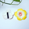 Plumeria hair clips in yellow and white gradient with pink pearl and metal crocodile clip - Orange Center With Yellow Trim Flower Head + Pearl + Clip [4cm]