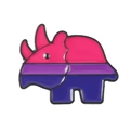 Cute cartoon rhinoceros enamel pin featuring bisexual pride flag colors for clothing and bags - Tricolor Pride Rhino (XZ6259)