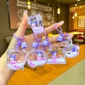 Lot de porte-clés Kuromi à sables mouvants avec clochette violette et fermoir en métal - Style Fermoir Mousqueton / Style de figurine violette en métal (Mélange aléatoire)