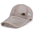 Beige breathable mesh baseball cap for summer with sport tag and metal charm - Adjustable / Light Beige